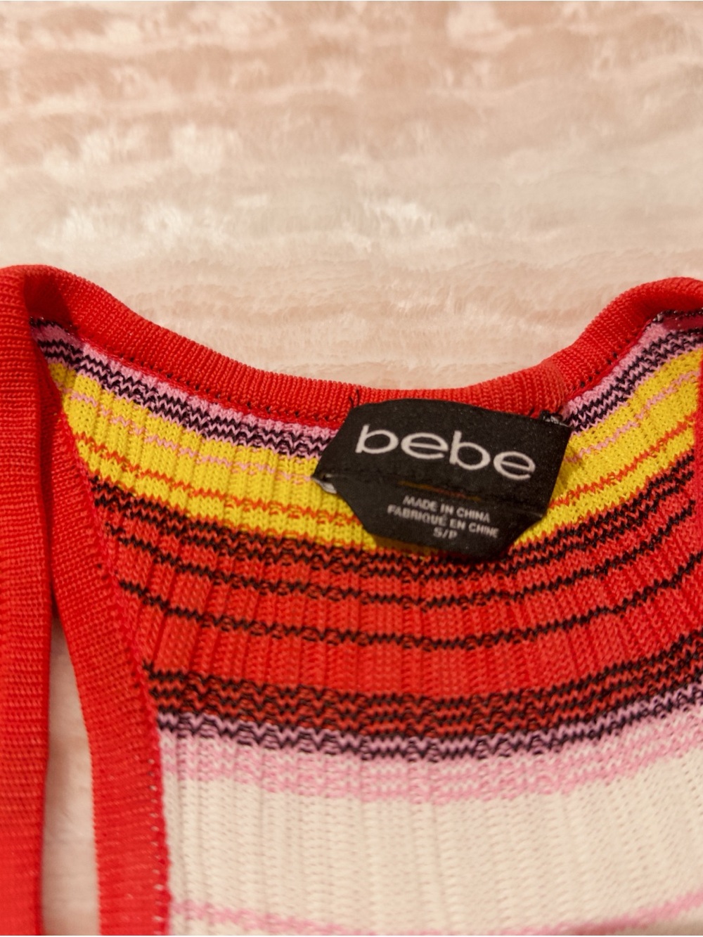 Bebe Red & Multicolor Striped Ribbed Tank Top - Picture 2 of 2